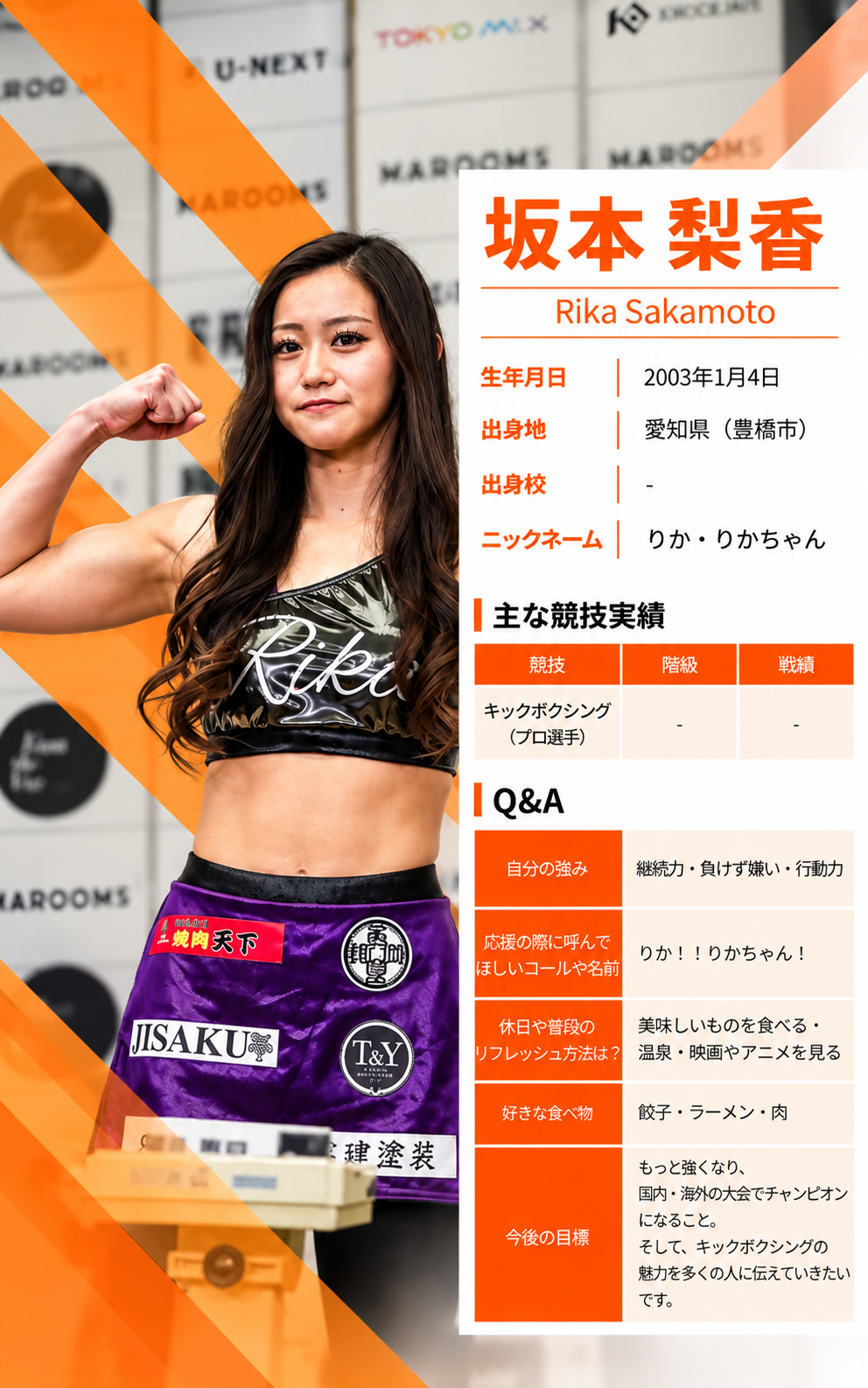 坂本 梨香さんのプロフィール。キックボクシング。